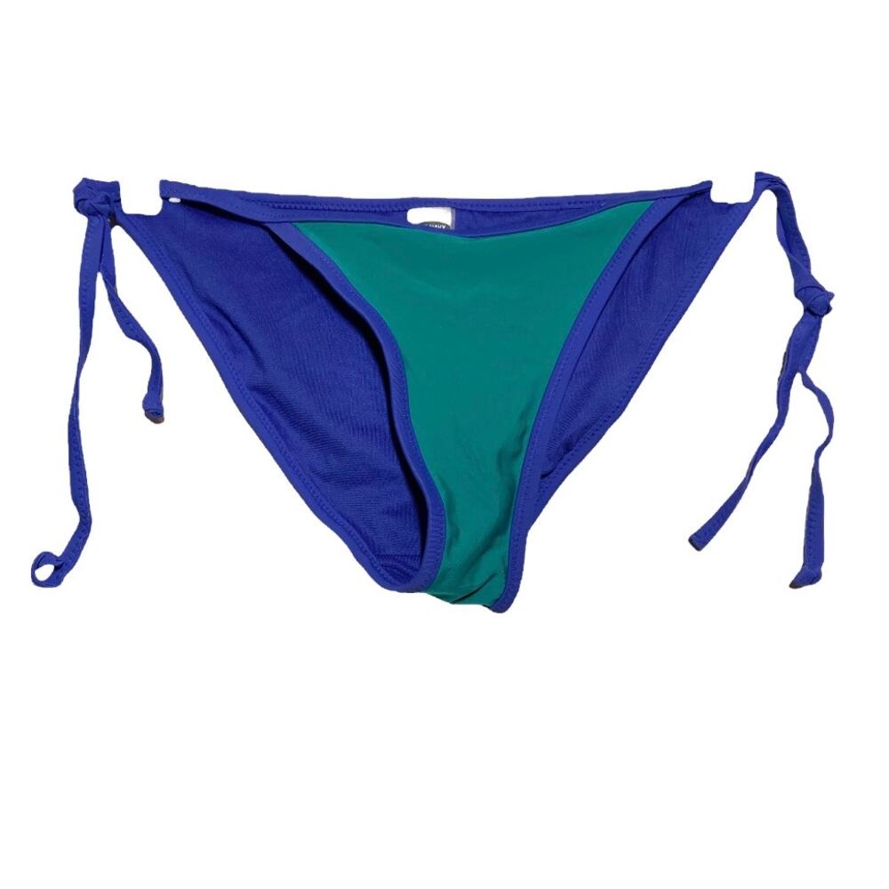 Old Navy Bikini Bottom Swimsuit Cheeky Fit Nylon Colorblock Teal Blue XSmall
